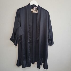 Victoria's Secret Black Robe with Ruffled Sleeves M/L